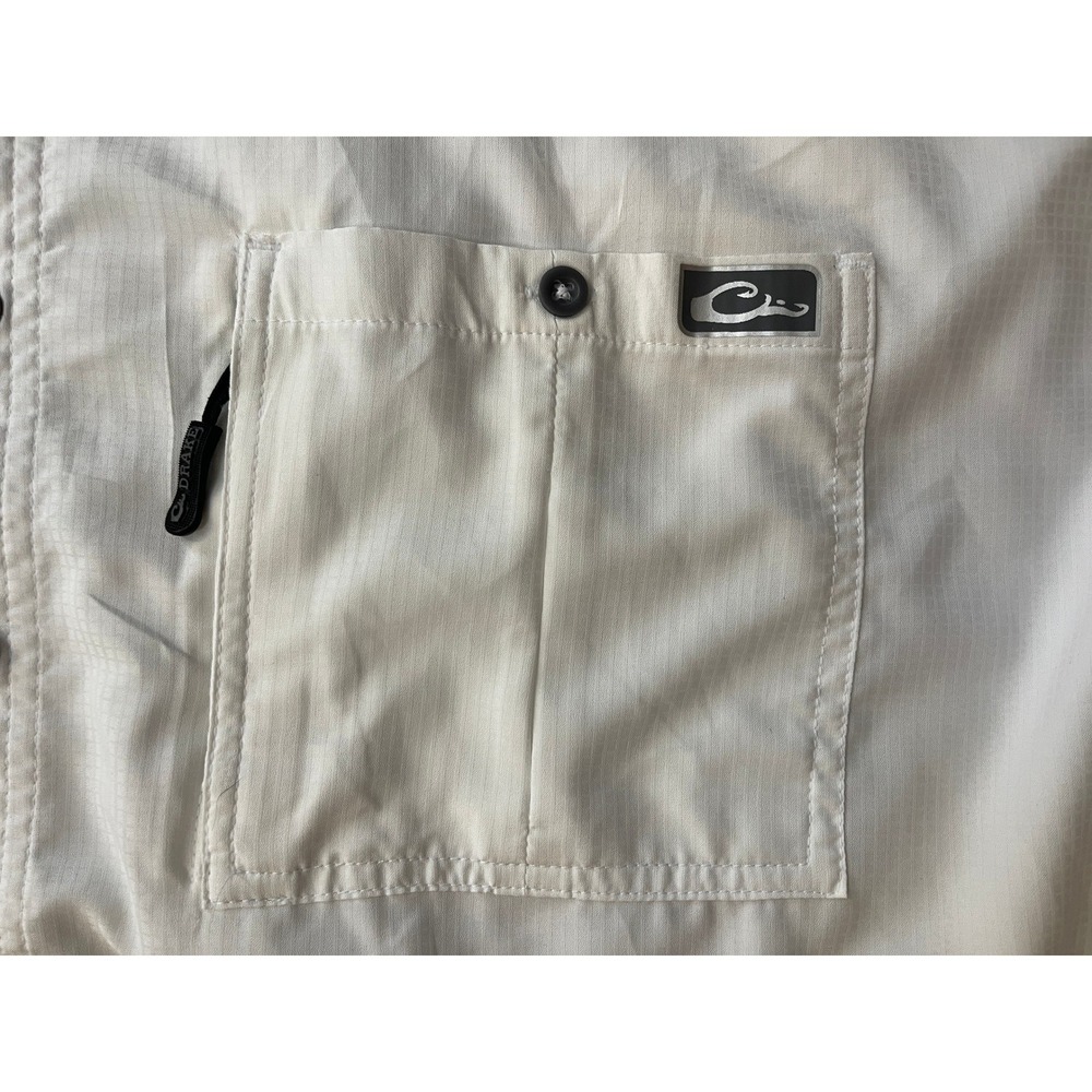 Drake Performance Fishing DPF Mens XL White Short Sleeve Ripstop Fishing Shirt - Picture 3 of 3